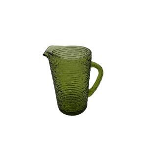 Anchor Hocking Vintage MCM 1970 Soreno Pressed Bark Pitcher  Avocado Green
